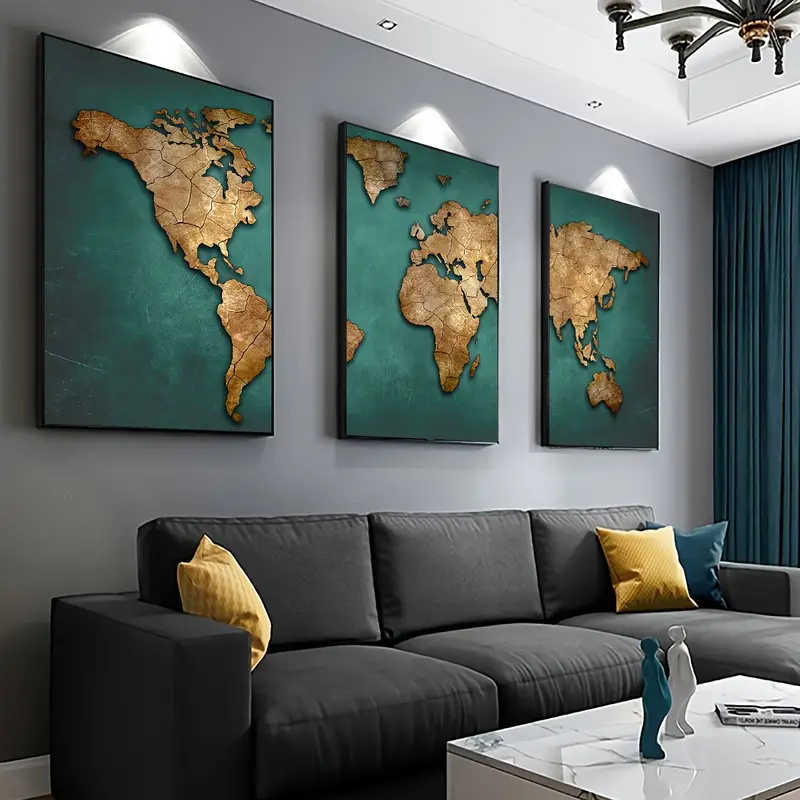 Abstract Canvas Set - مجموعة من 3 ملصقات قماشية لخريطة