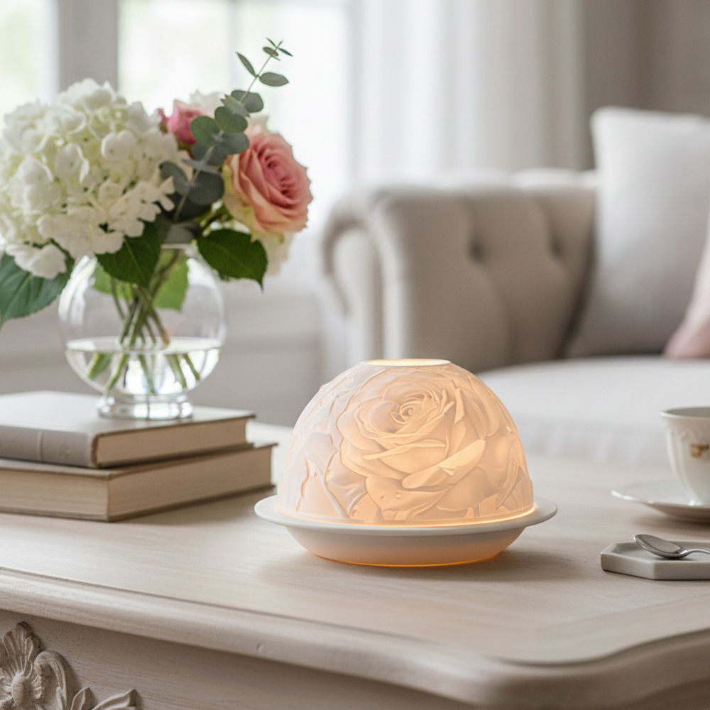 حامل شموع من البورسلين الوردي  - مراجعة Candle Holder Decor وسعره